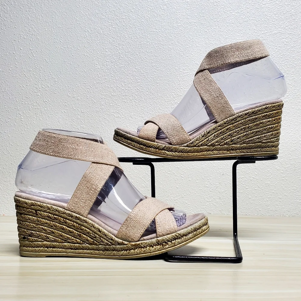 Charleston Beige Espadrille Wedge Sandals Size 8